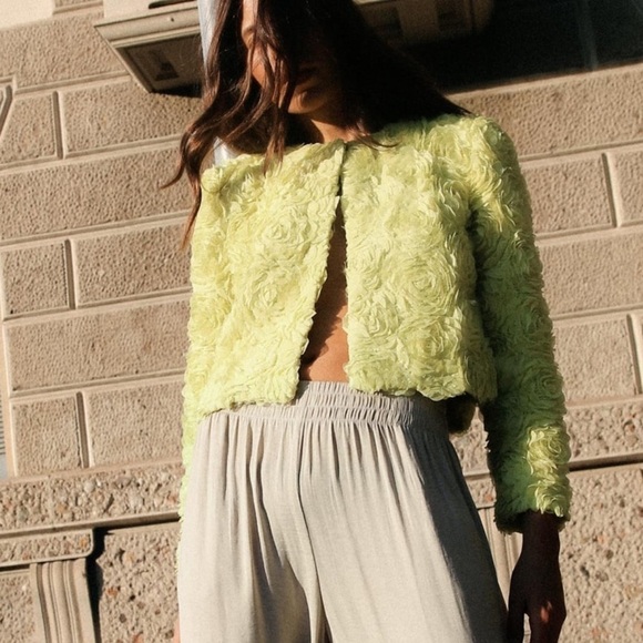 New ZARA Textured Floral Cardigan Jacket - Picture 2 of 6